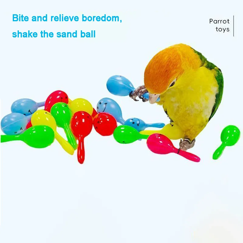 1pc Parrot Rattle Sand Hammer Sand Ball Bird Bites Wisdom Interactive Training Toy Pet Accessories Bird Toys - Detail 1