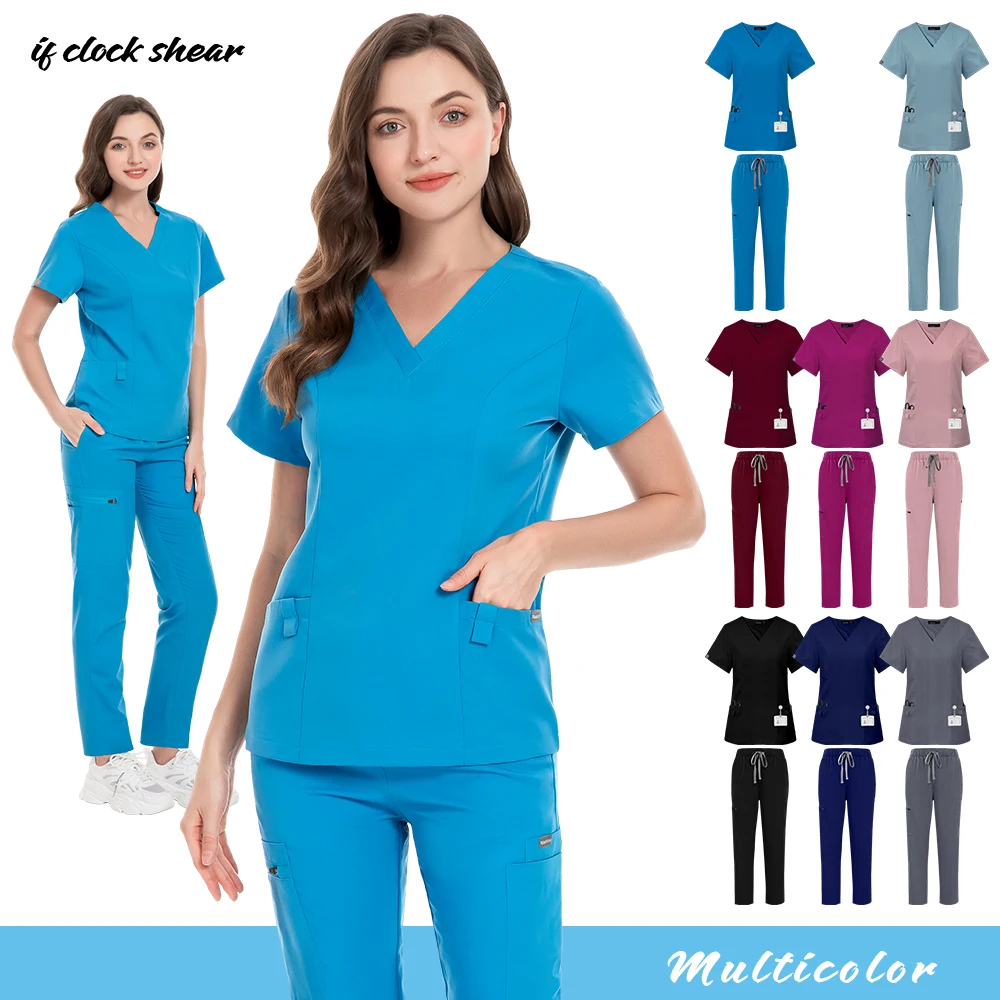 Uniformes médicos de cabelo não pegajoso, enfermeira, esfrega, mulheres, roupas médicas hospitalares, macacão de dentista, uniforme clínico, ternos de cirurgia