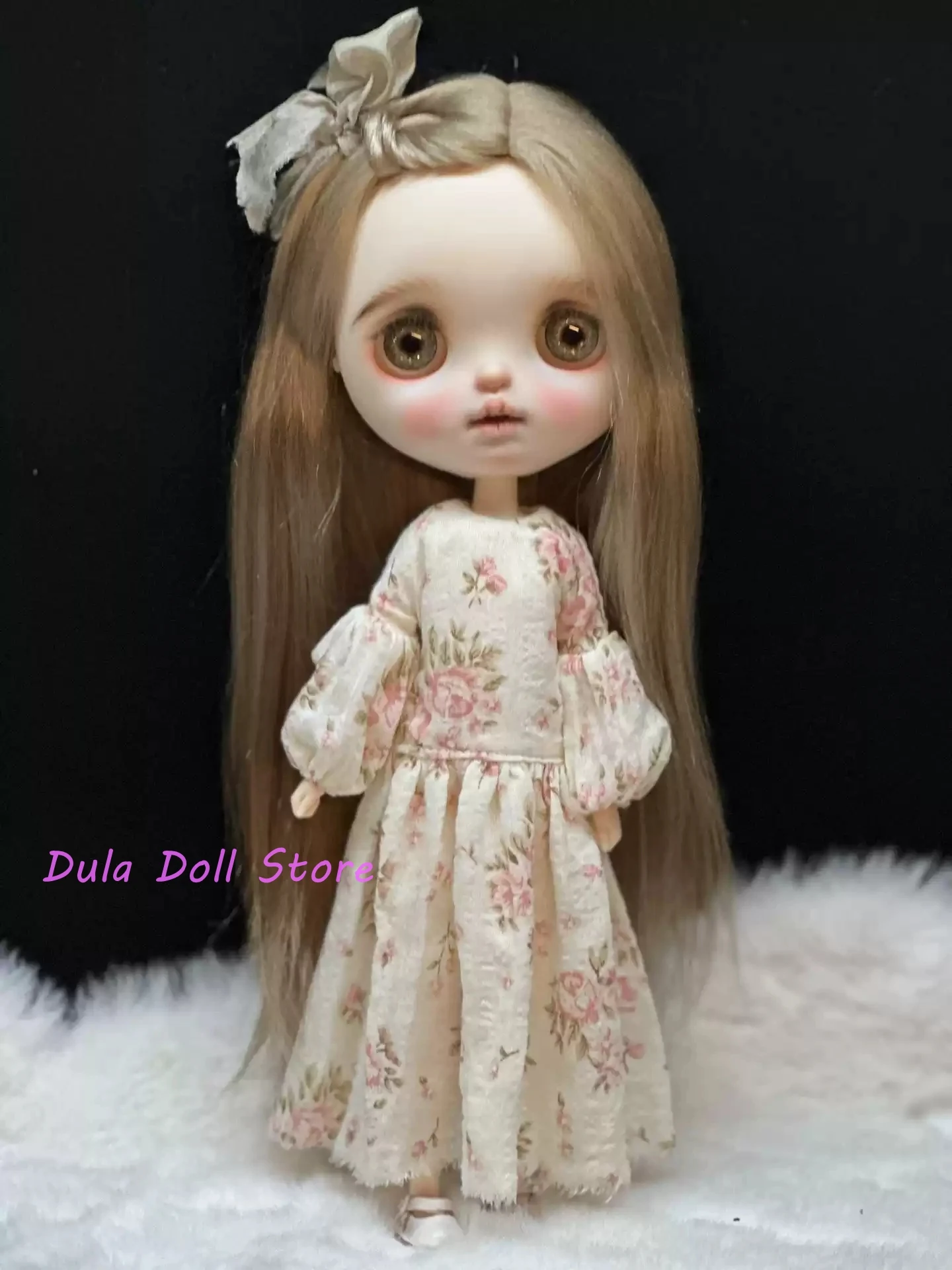 Dula Doll Clothes Dress Beige rose floral dress Blythe ob24 ob22 Azone Licca ICY JerryB 1/6 Bjd Doll Accessories