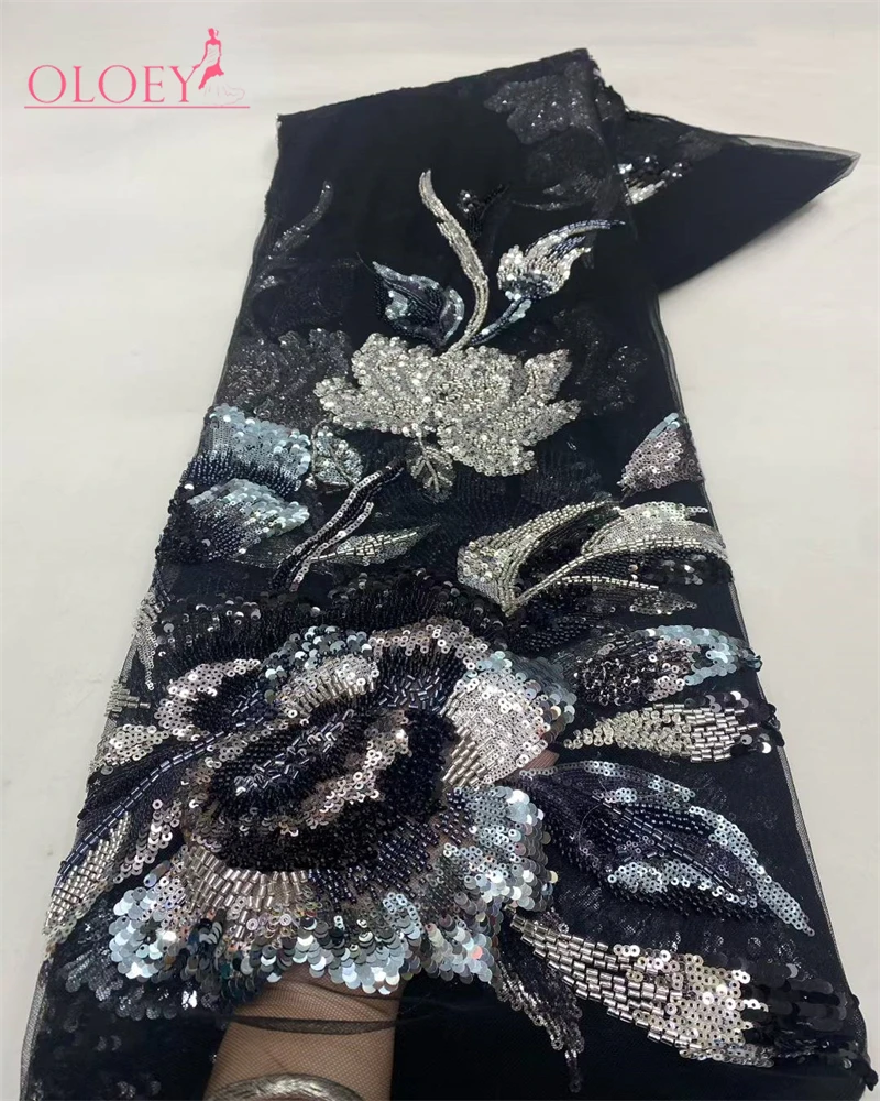 Diskon Besar Terbaru Kain Renda Afrika Mode Renda Bordir Buatan Tangan Kualitas Tinggi dengan Payet Manik-manik Pesta untuk Gaun Pengantin