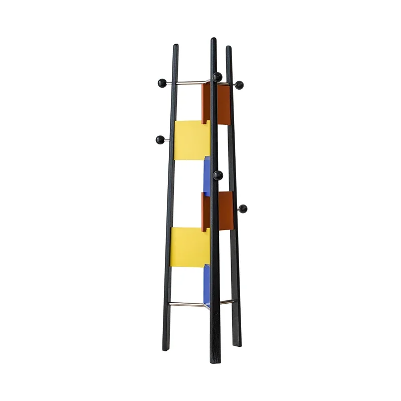 Modern Simple Bauhaus Solid Wood Multifunctional Mondrian Coat Rack Medium Antique Clothes Hanger