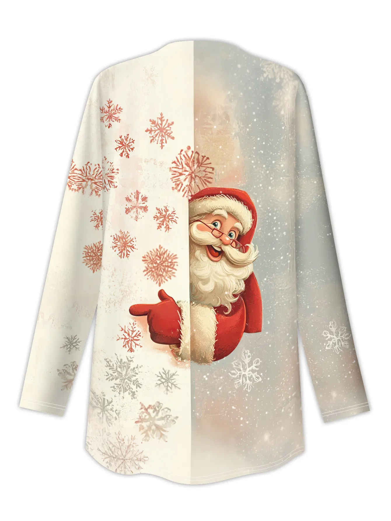 

Женское пальто со снежинками 3D Санта-Клауса, бежевая зимняя куртка, теплый дизайн с длинными рукавами, сезонная рождественская мода 2025 года