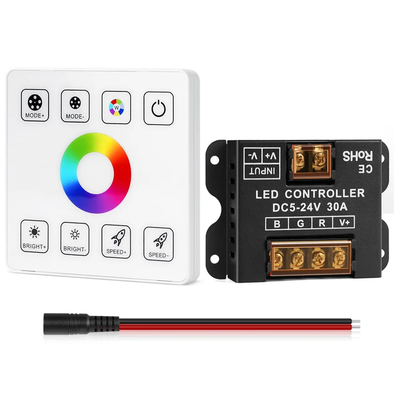 

ELECT-RF Touch Panel RGB LED Controller Kit, RGB LED Strip Lights Controller With RF Wireless Remote, For 5V 12V 24V 4-PIN