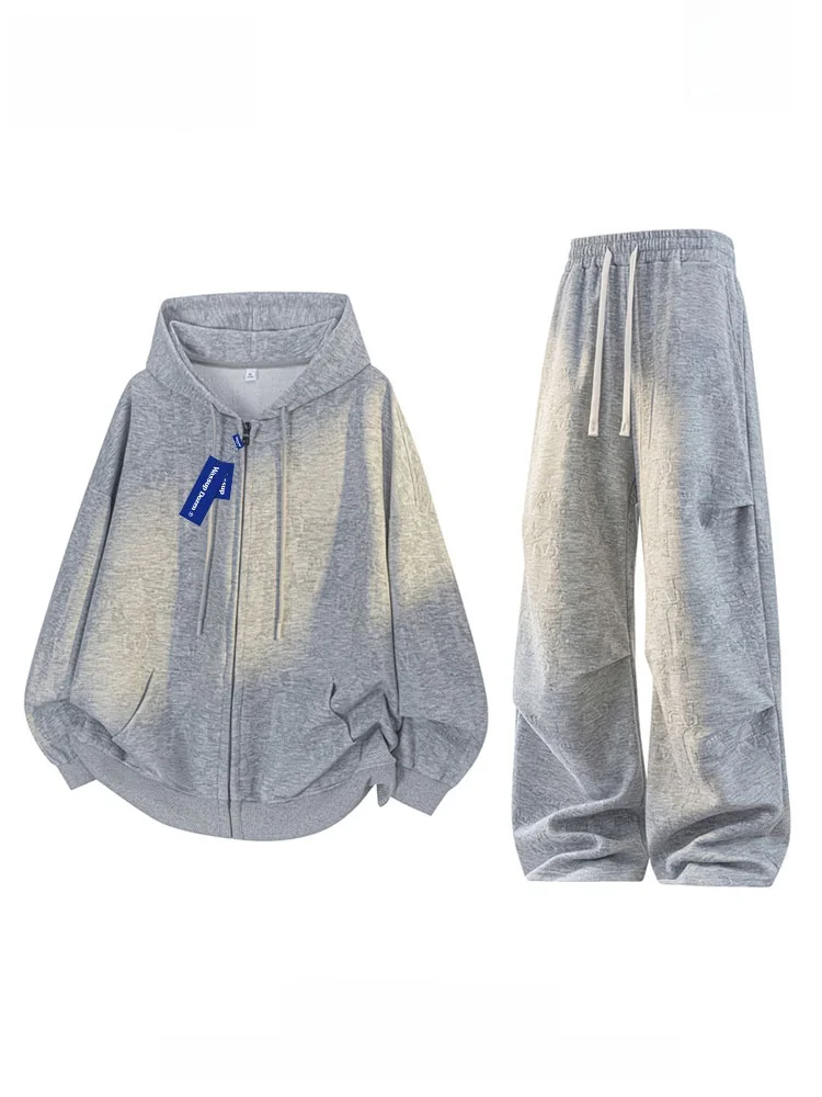 

Мужской спортивный костюм Wassup Dozen: худи и брюки из полиэстера для студентов, повседневный осенний стиль