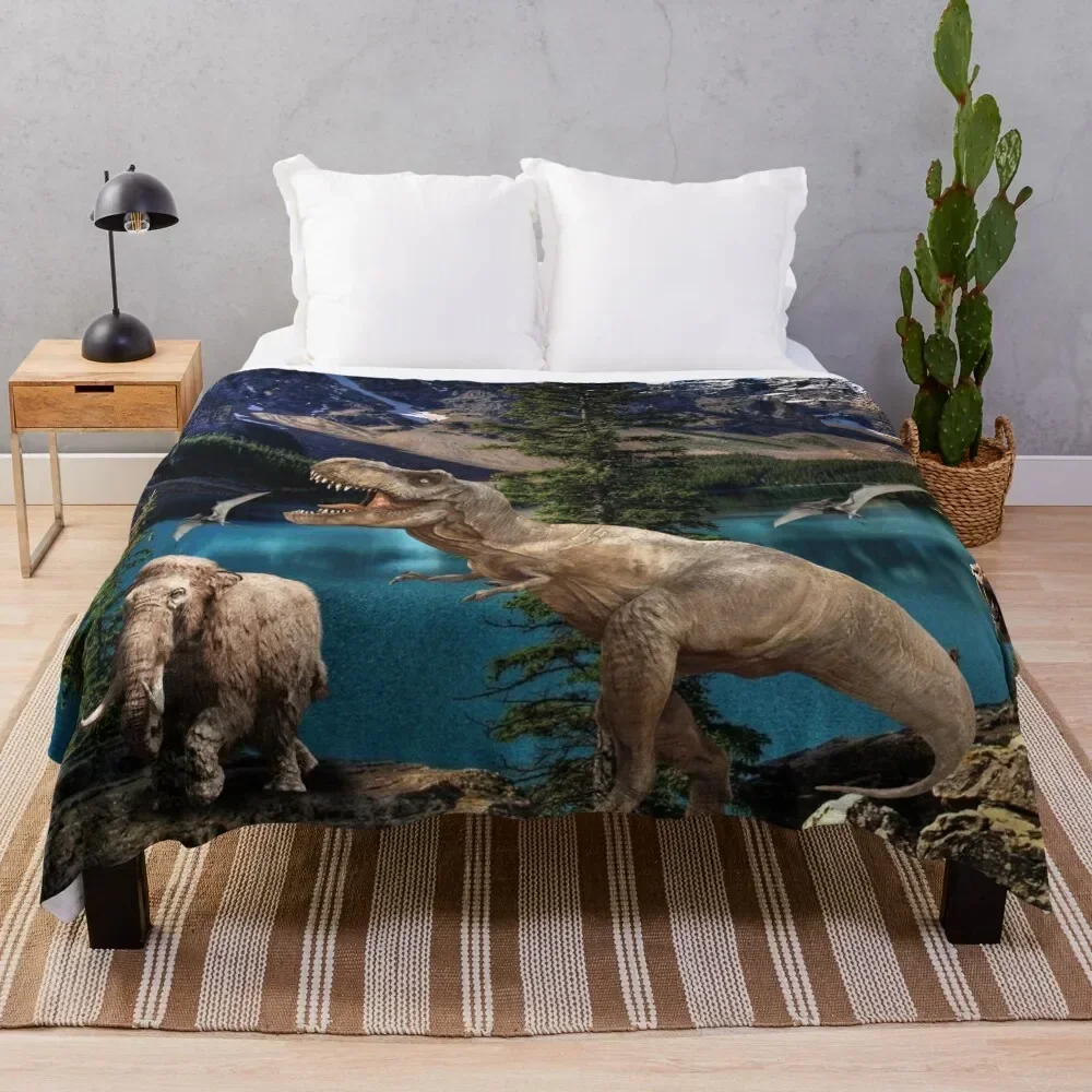 DINOSAUR LAND Throw Blanket Multi Use Warm Blanket for Living Room Bedroom