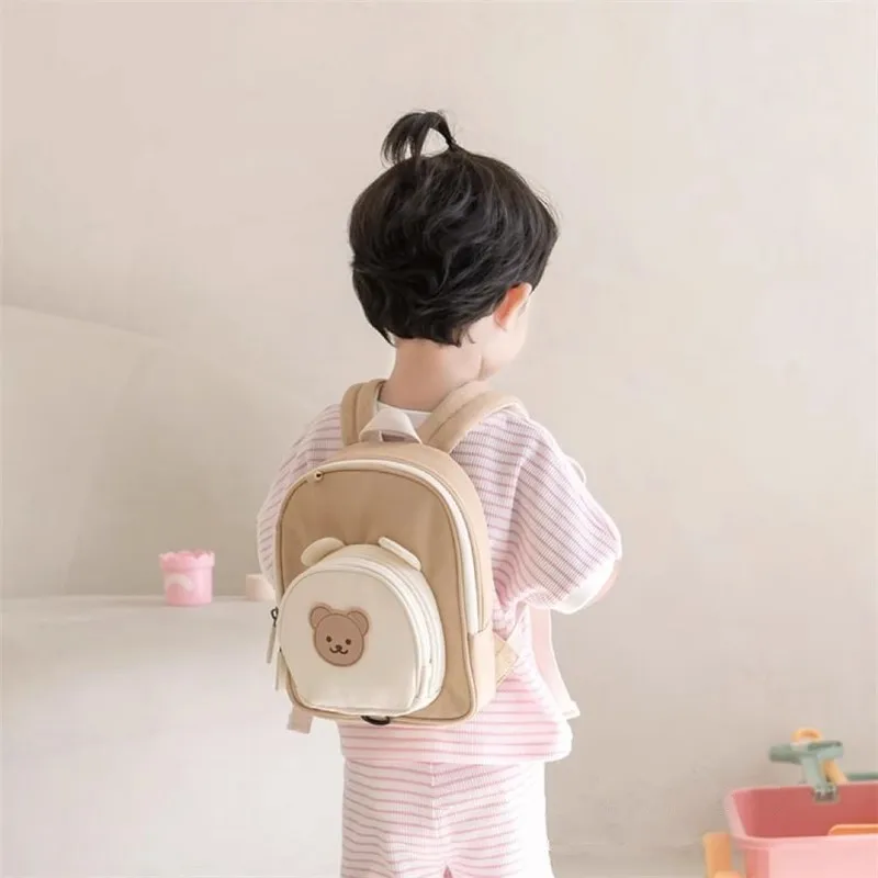 Cartoon Baby Backpack School Bags for Girls Boys Korean Kids Bag Canvas Cute Bear Bunny Kindergarten Children Backpacks