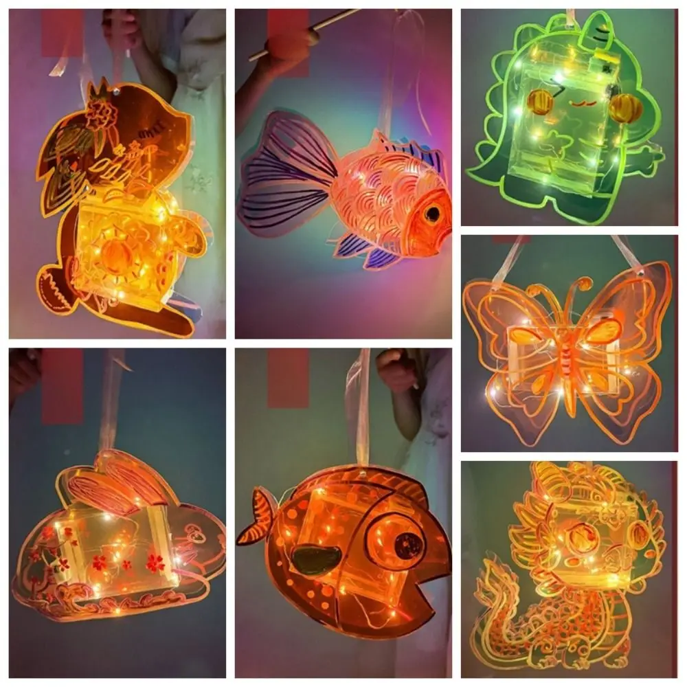 PVC Mid-Autumn Glowing Lanterns Luminous Simulation Cartoon Lantern Handmade DIY Handheld Lanterns Mid Autumn Festival