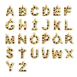 2pcs Brass Charms Gold Color Alphabet Letter