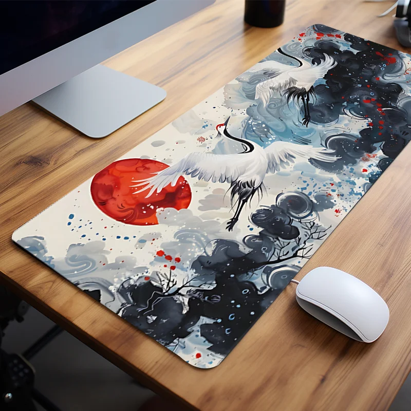 Japanese Style Ukiyo-e Mouse Pad Large Gaming Desk Mat Computer Keyboard Desk Pad with Non-Slip Gift for Girlfriend Boyfriend