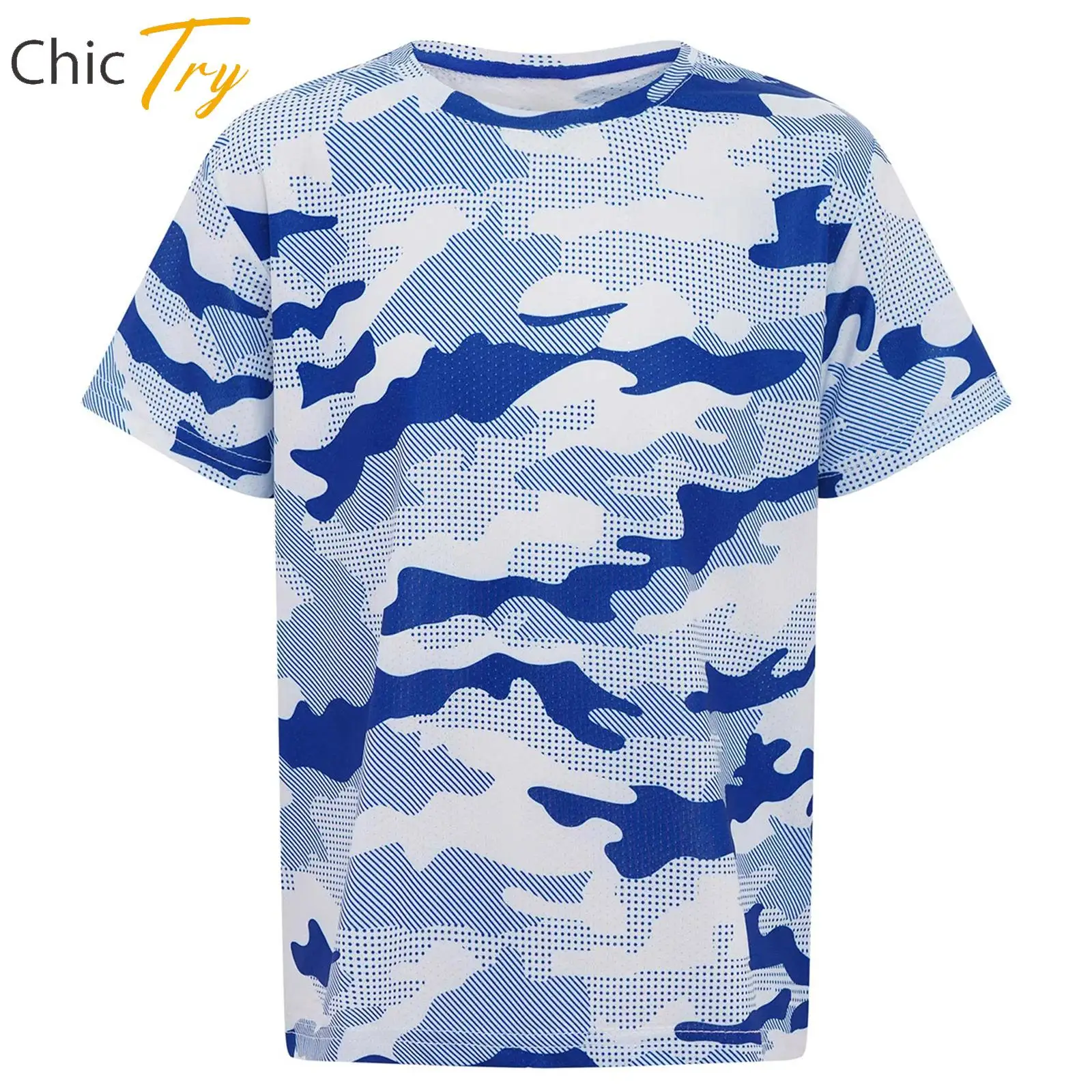 

Quick-Drying Sports Tops Kids Boys Camouflage Athletic Shirt Short Sleeve T-shirt Cycling Basketball Soccer Workout Active Wear