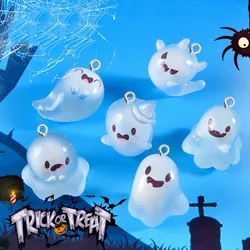 10Pcs Cartoon Luminous Ghost Resin Charms DIY Halloween Gift Jewelry Making Creative Keychain Phone Pendant Funny Figurine Decor