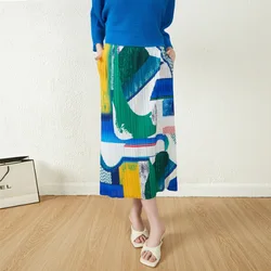 Half length skirt, small floral A-line skirt, women's skirt, 2024 summer new hanging and pleated skirt women clothing