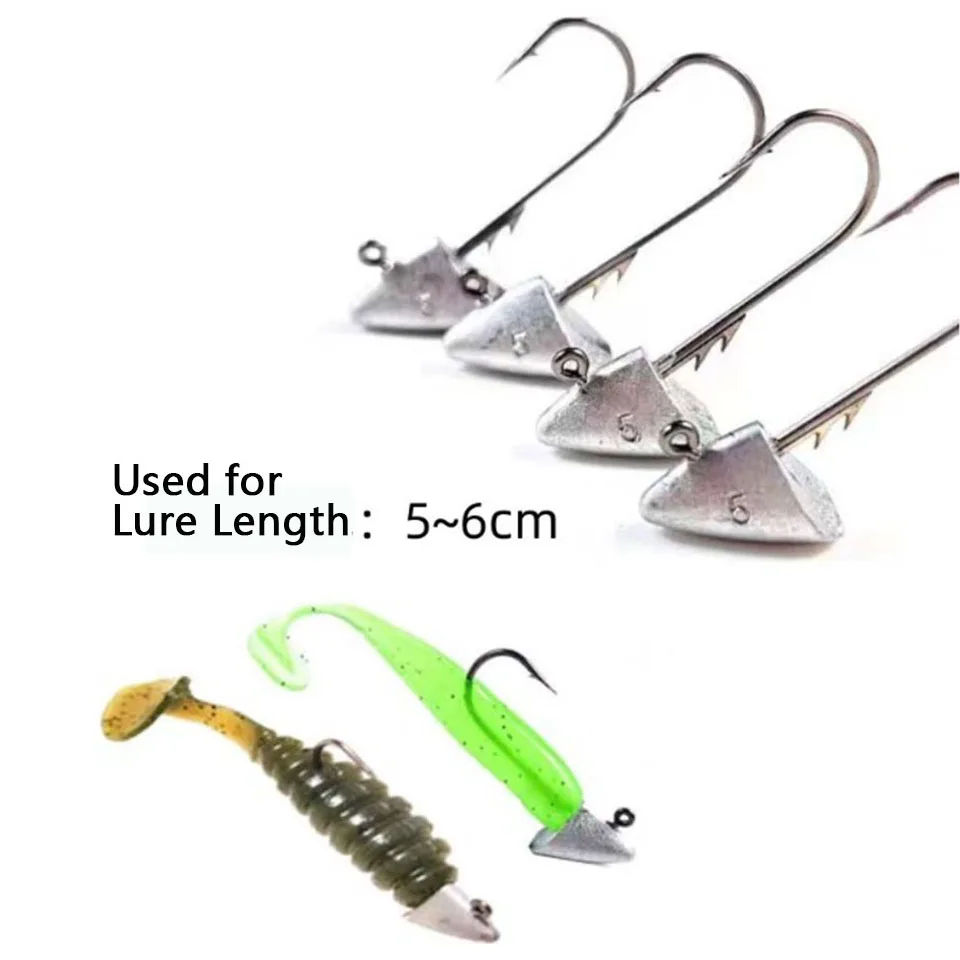 5pcs/lot Jig Head Fishing Hooks for Soft Worm Lure Weighted Head Barbed Fishhook For Fishing Tackle