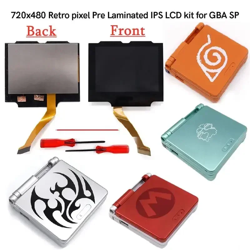

Top! Hispeedido V5 Easy Drop In 720x480 Retro Pixel Pre-Laminated Backlight IPS LCD Kit + Special Shells For GBA SP