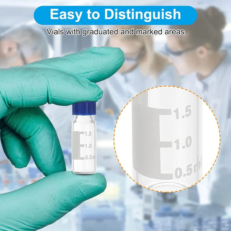 قارورة عينات أوتوماتيكية 2 مل، قوارير HPLC/GC 9-425 قوارير شفافة للمختبر 100 قطعةJAS