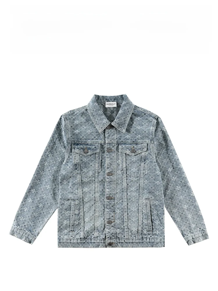 

BAIRBAOLIY High-End Faion Brand New Luxury Cross Embroidery Retro Sli Denim Jaet Stand Fit Faion Urban Sle