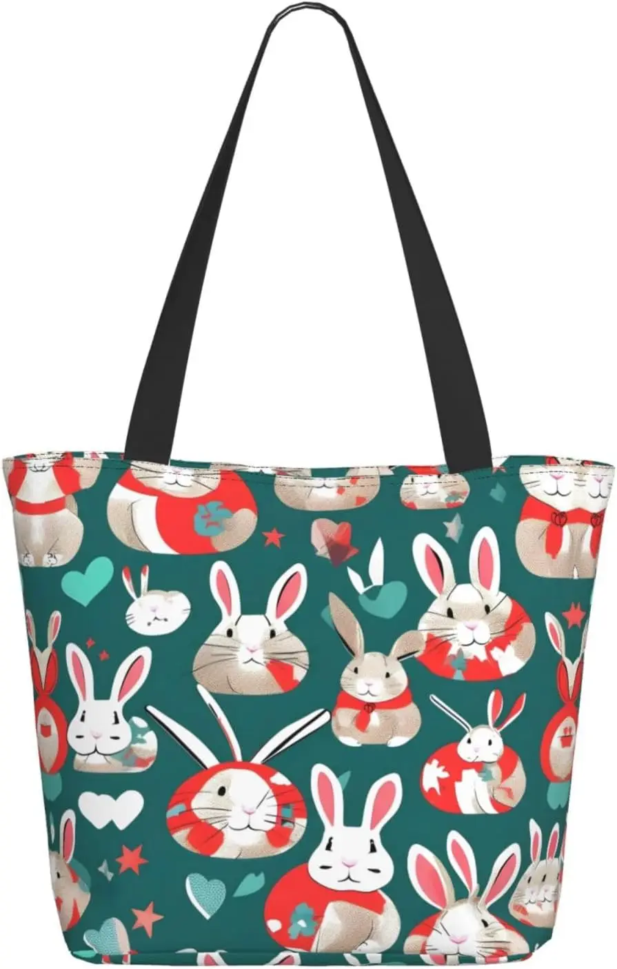 Bunny Rabbits Tote Bag con cerniera per le donne all'interno della tasca a rete Heavy Duty Casual borsa a tracolla in tessuto Anti-acqua all'aperto