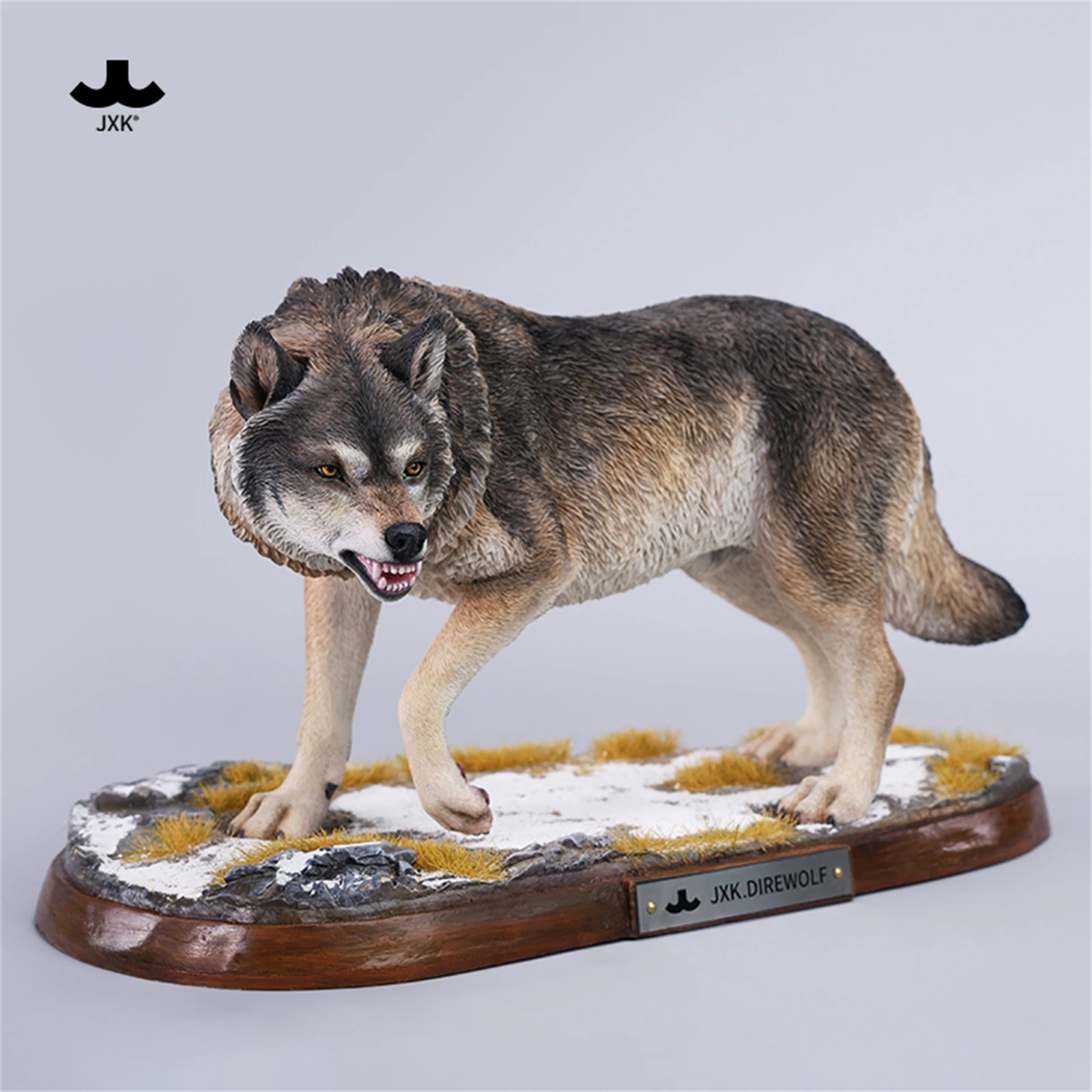 Figurine de loup réaliste JXK à l'échelle 1:6, modèle animal de collection, décoration de scène, cadeau d'anniversaire, figurine de présentation avec figurine de soldat
