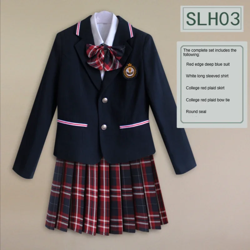 Womens Korea British Japan School Uniform Outfits Girls Anime Cosplay Costume Dress Clothes Set 5PCS