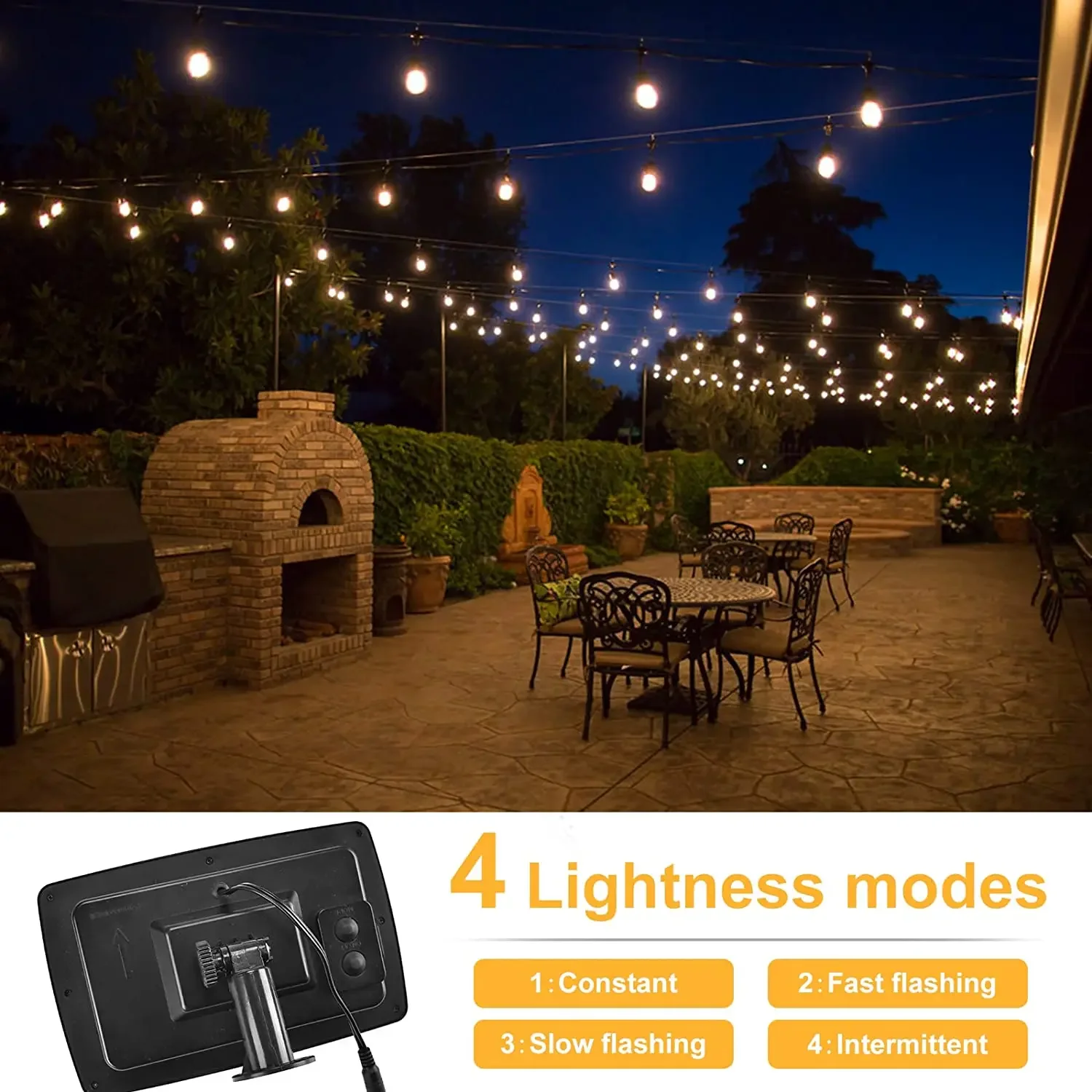 Imagem -03 - Impermeável Luzes Solares ao ar Livre com Controle Remoto E12 Bulbo Festão G40 Led String Fairy Lights Decoração do Jardim do Casamento 50 Pés 25ft