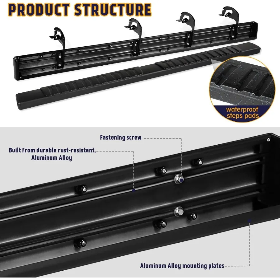 6 لوحات تشغيل متوافقة مع 2009-2014 Ford F-150 Super Cab - قضبان جانبية Nerf من سبائك الألومنيوم للمركبات مع 2 #3