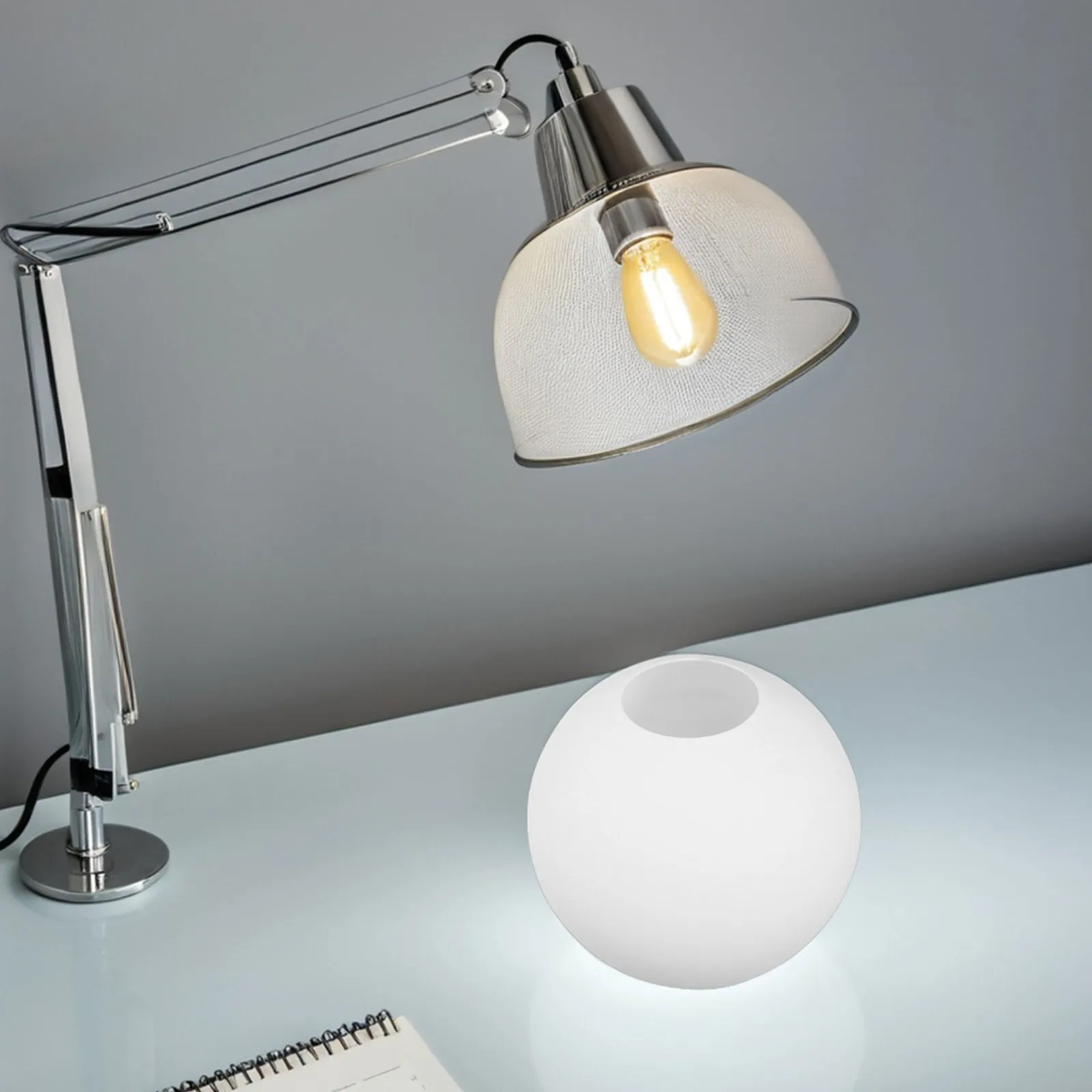 Glass Globe Lampshade Frosted Opal White 6.3 Diameter E26 Base Suitable Pendant Light Wall Sconce Chandelier Shade