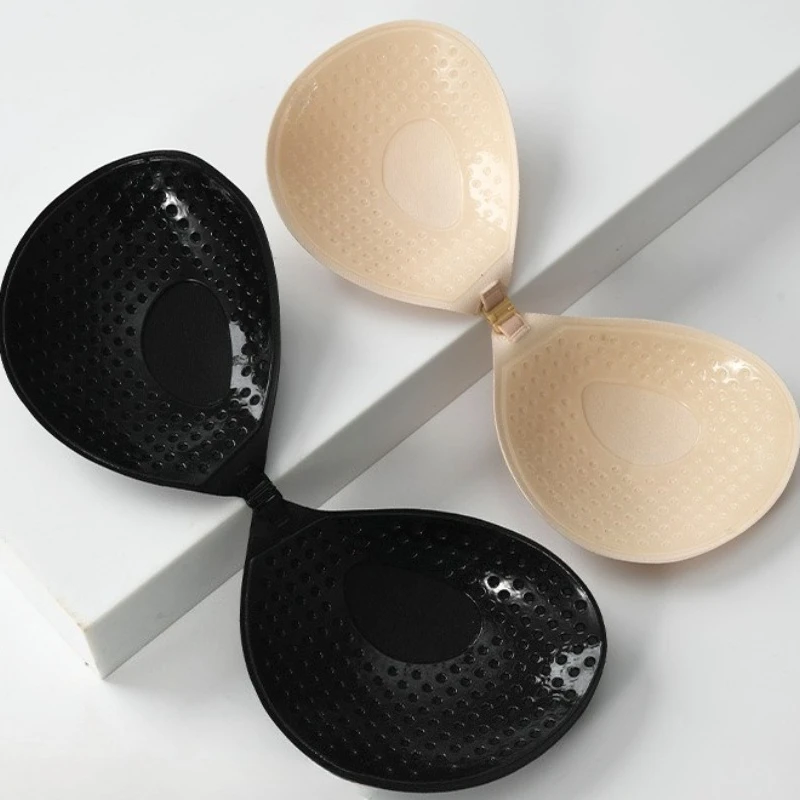 Черная кожа, без бретелек, круглый бюстгальтер пуш-ап, чашки, многоразовые невидимые наклейки, бесшовные накладки на соски, накладки на грудь для женщин, летнее платье