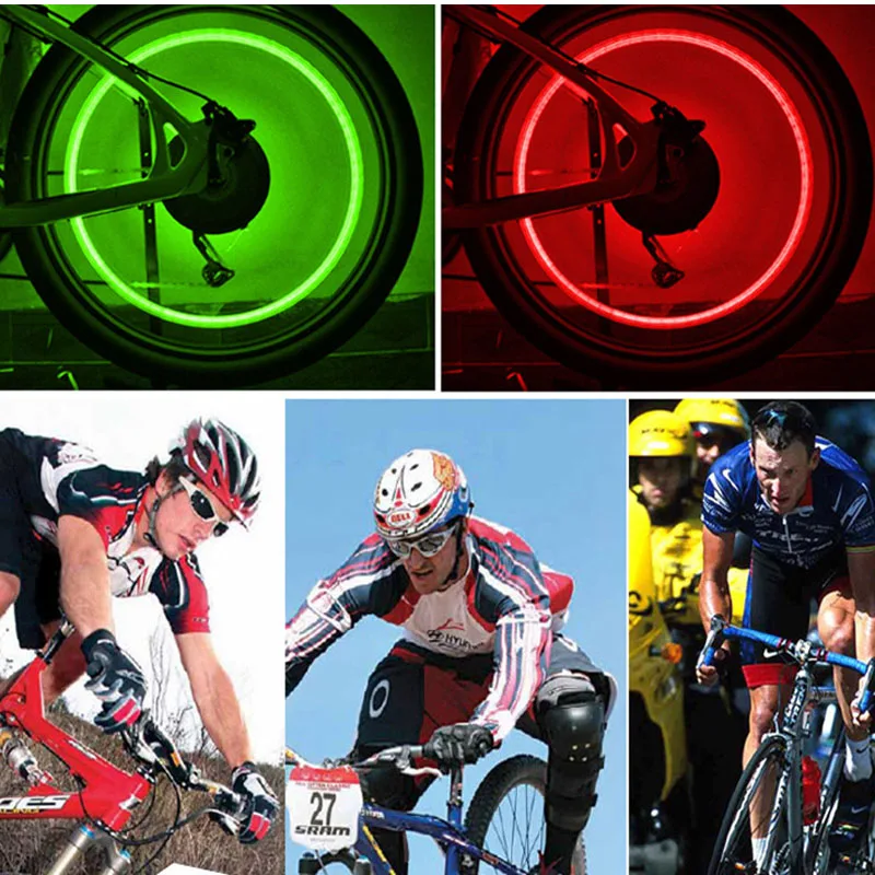 2Pcs Bicycle Valve Light LED Bike Wheel Light Tire Valve Cap Neon Lamp Waterproof Tyre Wheel Valve Caps Auto Accessories