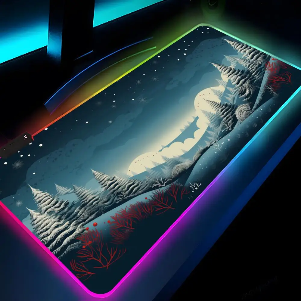 Tapis de souris de jeu LED de Noël, tapis de souris, tapis de table, PC, bureau, cadeaux, RVB, clavier, polymères, média, 700x300