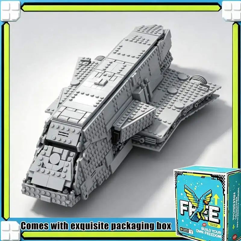 1253PCS Galaxy Space Transport Cruiser Ship Model Custom Puzzle DIY Creative Assembly Building Blocks Toy Gift Collection