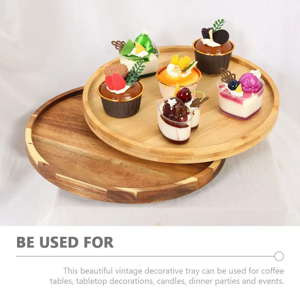 Premium Bamboo Round Rotating Tray Multi Use Dessert Display Turntable for Party Coffee Table Dining Room Fruit Rack Condiment