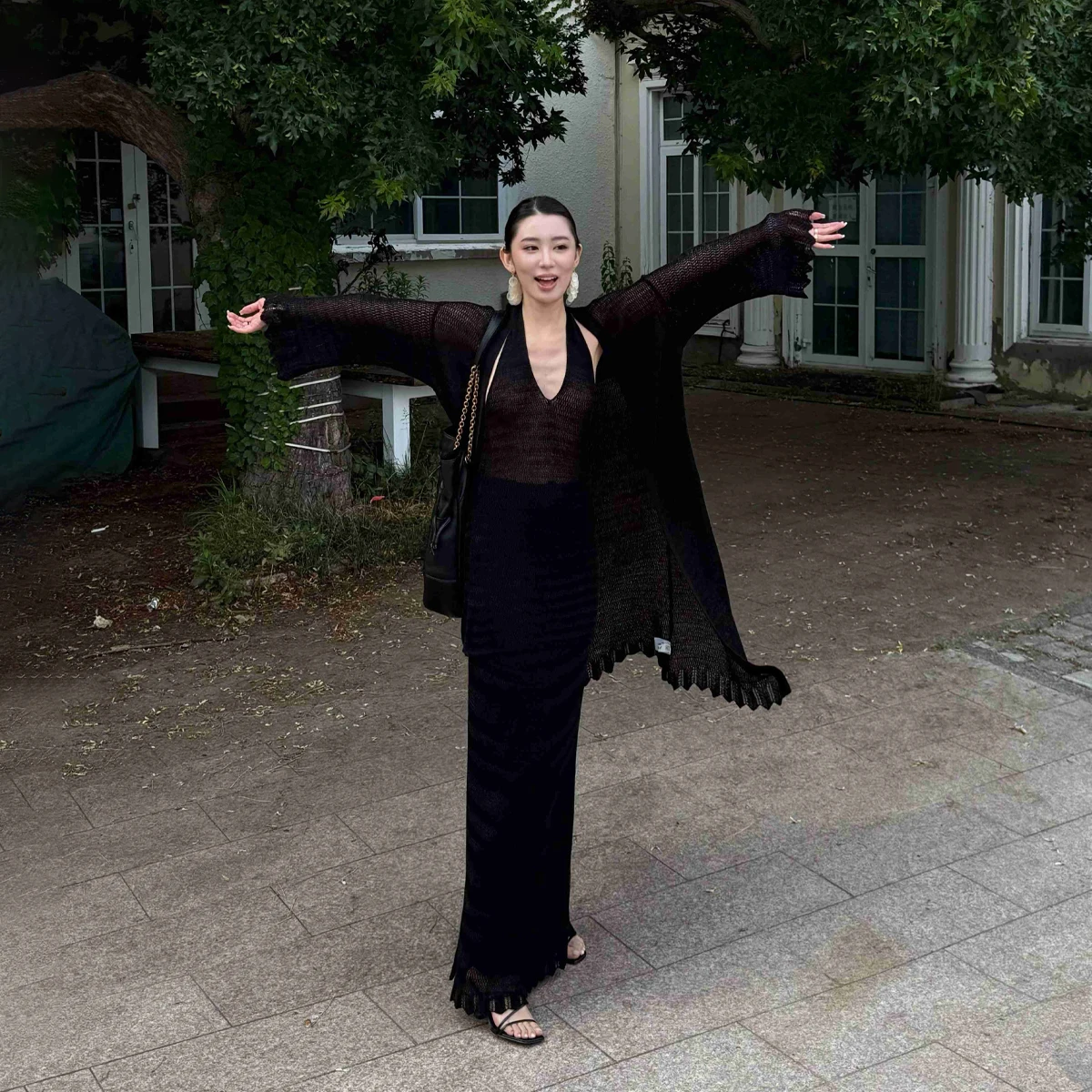 

Call Me Blue Linen Loose Slimming Knitted ter Vest Skirt orts Jaet Four-Piece Set Women's Faion Spring Collection