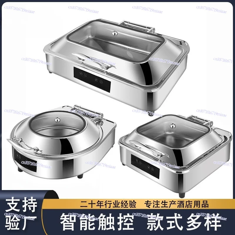 Stainless Steel Hydraulic Buffet Food Warmer Touch Control Electric Heating Visible Rectangular Catering Heating Stove
