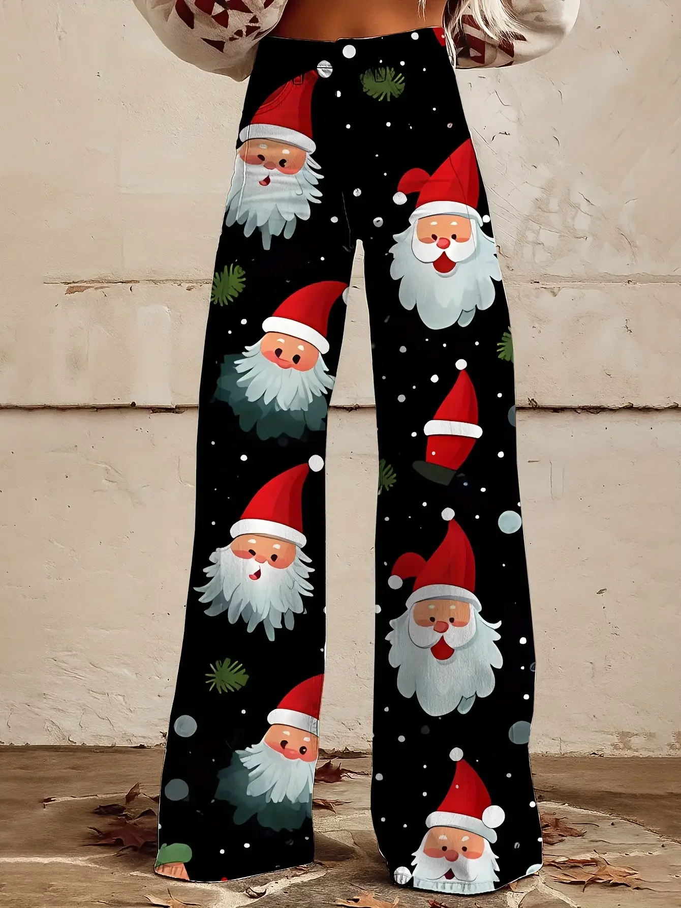 Ladies' imitation denim pants with snowflake pattern autumn and Star and cane candy pattern autumn and winter 3D denim texture