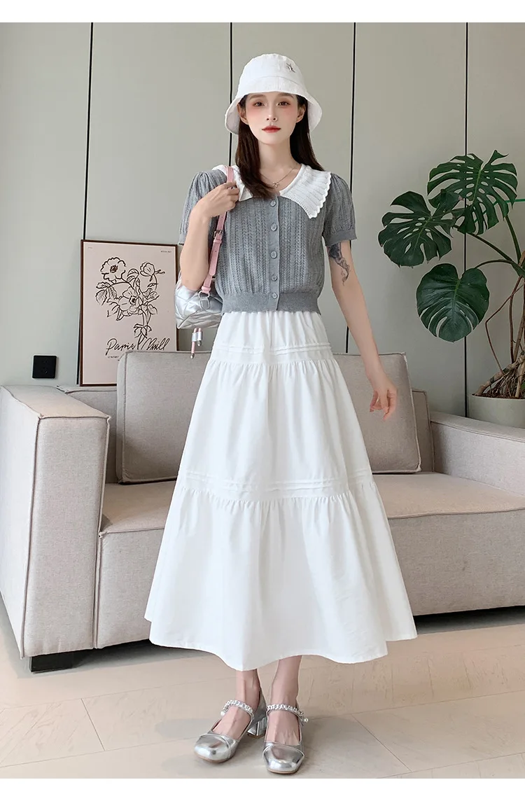 女性の夏のシンプルさオフィスレディ無地ハイウエスト出現薄いスーツスカートレディースファッションオールマッチカジュアル A ラインスカート