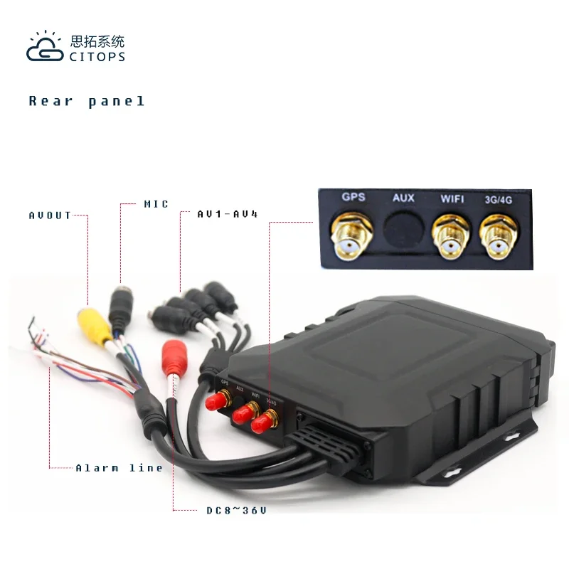 Citops مقاوم للماء مسجل فيديو رقمي تتبع Ssd موبايل Dvr مركبة Cctv Sd بطاقة Mdvr نظام تحديد المواقع 4g واي فاي شاحنة كاميرا Mdvr 4ch عدة