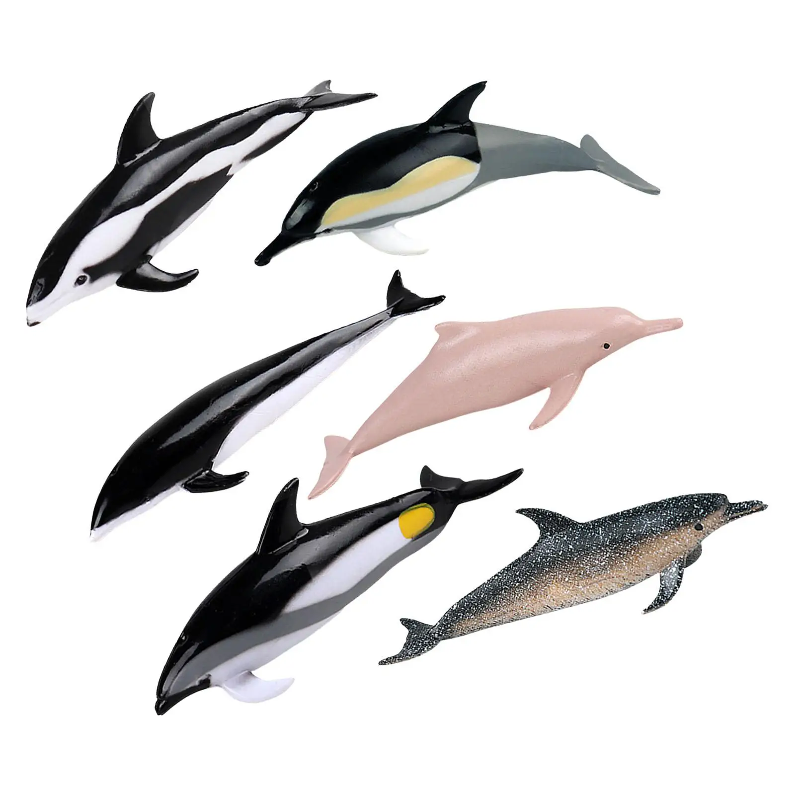 6x Hand Painted Mini Dolphin Figurines Model Collection Birthday Gift