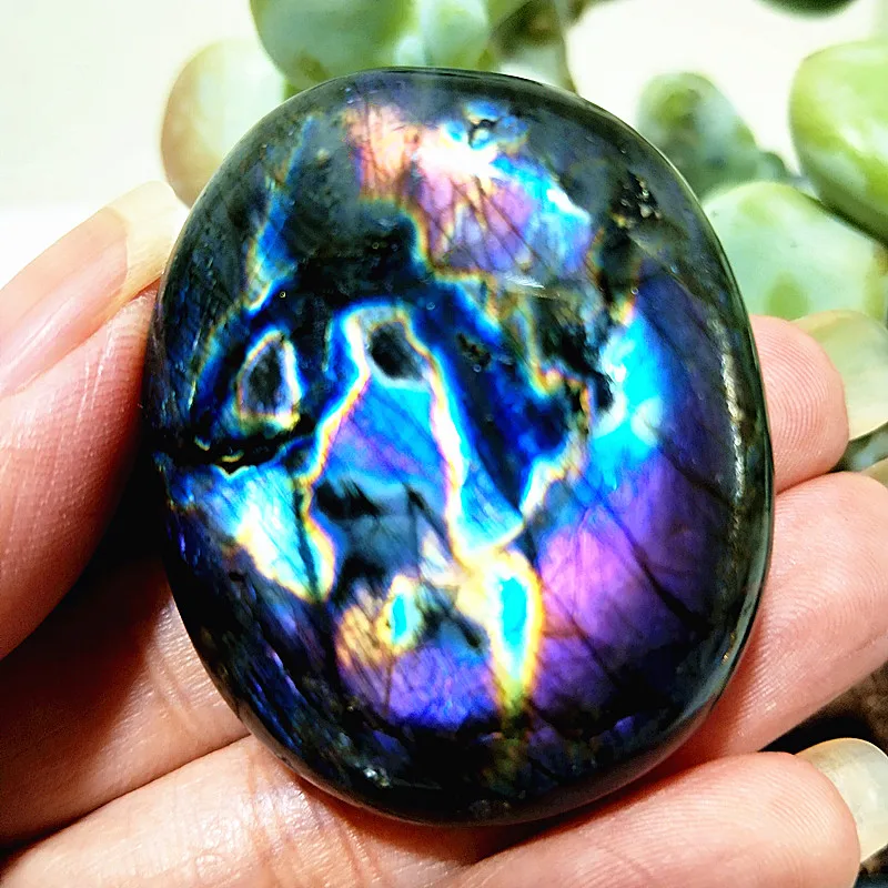 Natura Crystal L pratiquese Импульсный Свет Лабрадор Пальмовый Камень Медитация Чакра Духовное Исцеление Фэн Шуй Украшение Дома