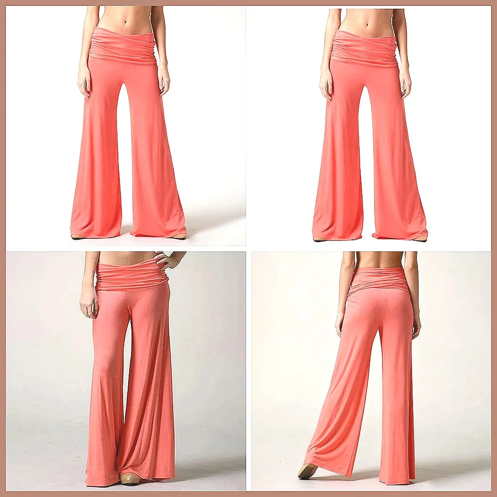 

Women's High Waist Flared Yoga Pants - Stretch Wide Leg Lounge & Casual Trousers