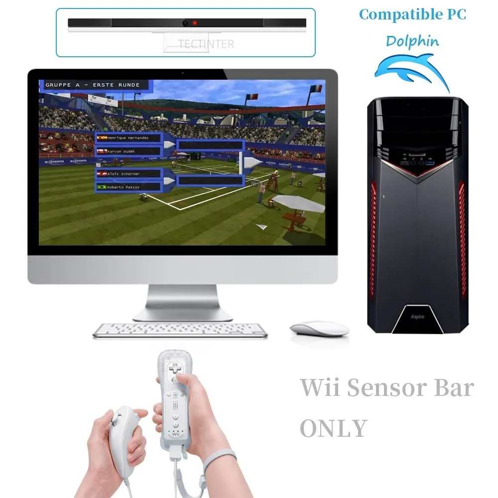 Barre de capteur sans fil Bluetooth pour Nintendo Wii, barre de capteur de rayon de Signal infrarouge IR, barre de récepteur