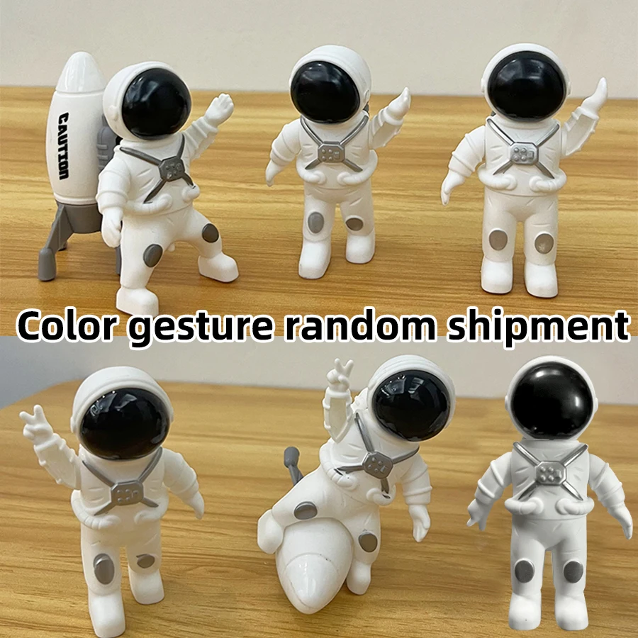 3pcs Space Astronaut + Rocket, Cute Shape Aviation Rocket, Spaceman Collection Model Toy, Home Decoration(Random Gestures)