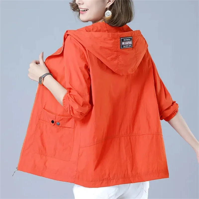 Women Sun Protection Clothing 2023 New Summer Jacket Anti-Ultraviolet Coat Female Hooded Jacket Zipper Loose Outerwear Female