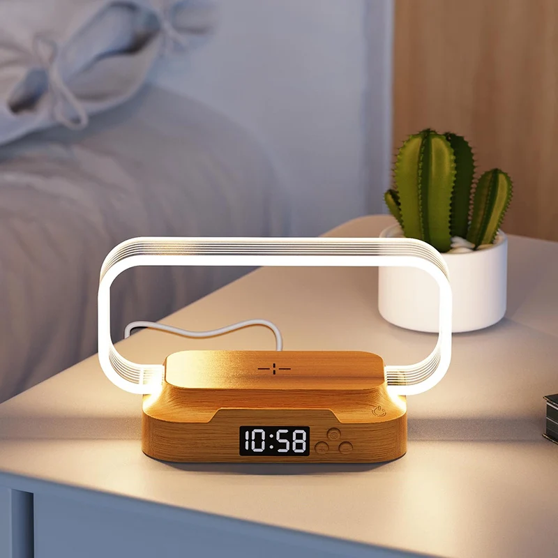 Infinite Touch Light with 15W Wireless Charging, Digital Clock, and Phone Holder - 3 Color Temperatures & Adjustable Brightness,