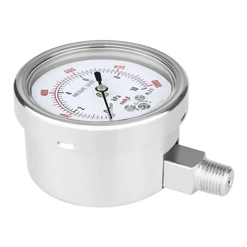 High-Precision 2.5% Total Gas Pressure Meter 0-100kpa 60mm 304 All Stainless Steel Capsule Micro Air Pressure Gauge