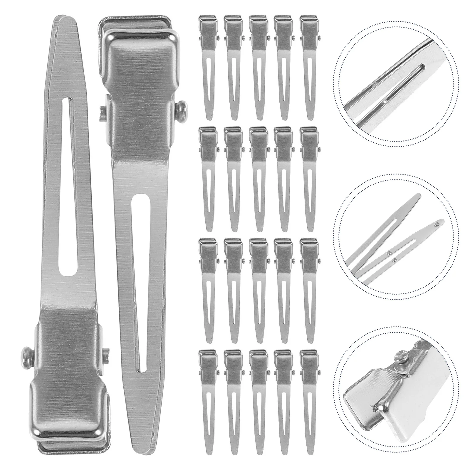 

50pcs 45mm Single Prong Metal Alligator Clips No Teeth Nickel Plated Salon Home Use Hair Bow Accessories