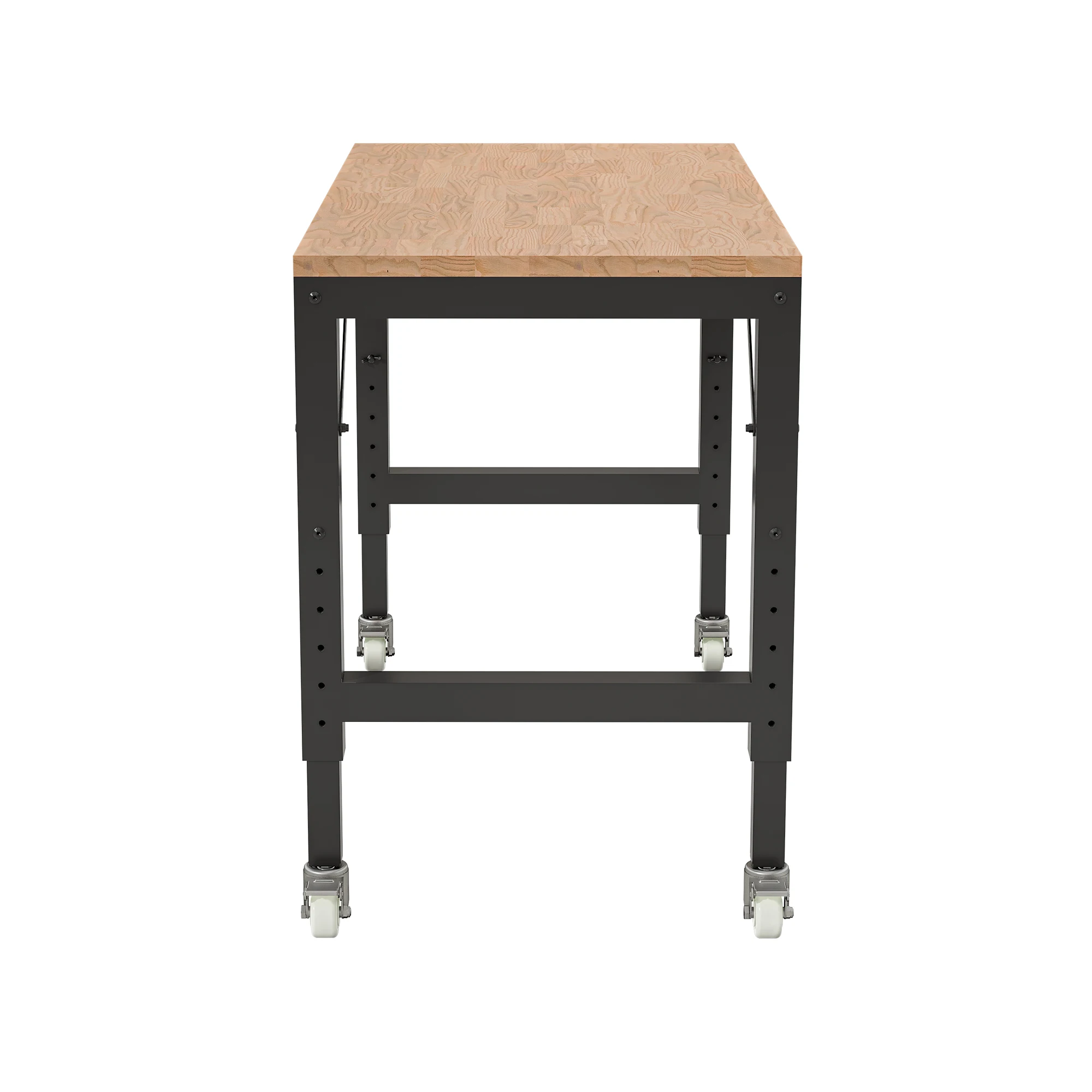 48" Heavy-Duty Adjustable Workbench for Garage, Rubber Wood Shop Table with Metal Wheels, Hardwood Work Benches over 2000 Lbs