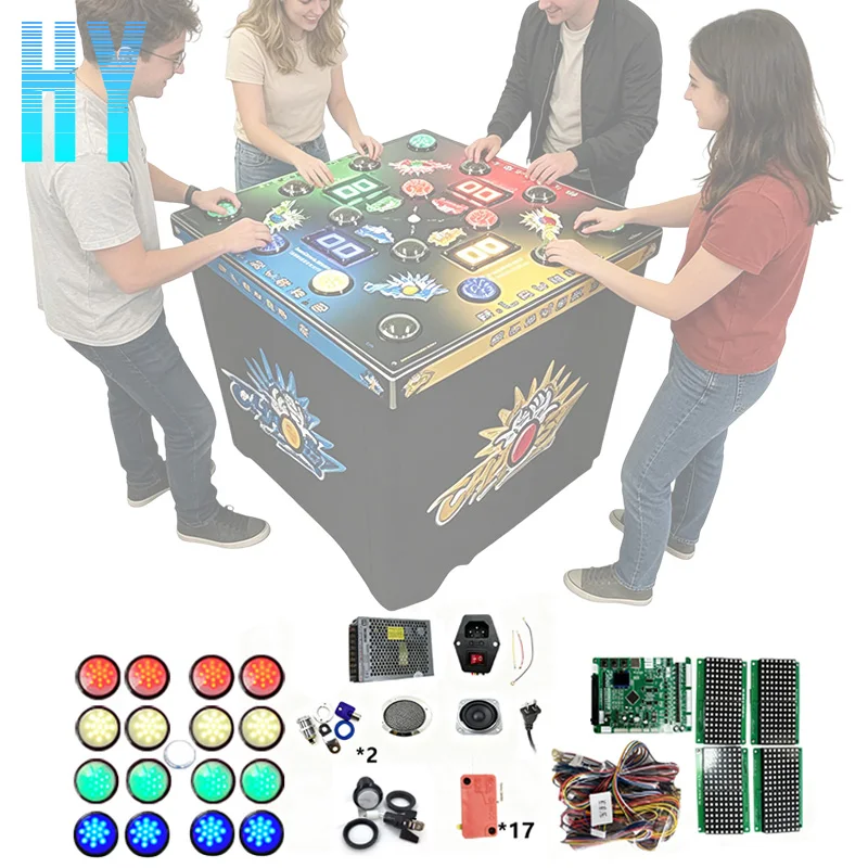 

Carnival Quick Push Reaction Game DIY Kit 4 Player LED Arcade Buttons Mainboard For Arcade Entertainment