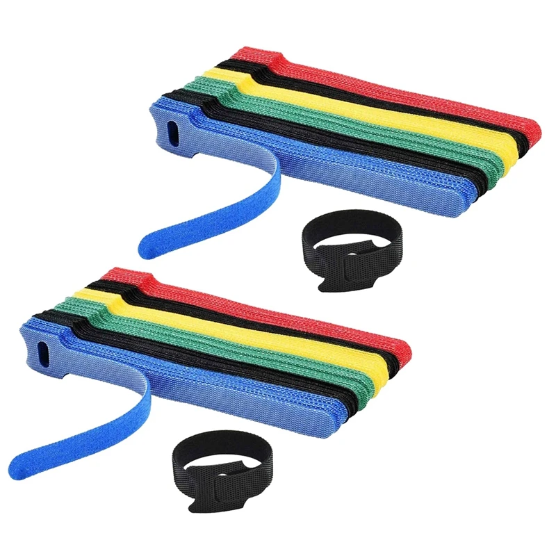 100PCS Reusable Color Mixing Cable Cord Strap Hook Loop Ties Tidy Organiser Tool Fastener Management