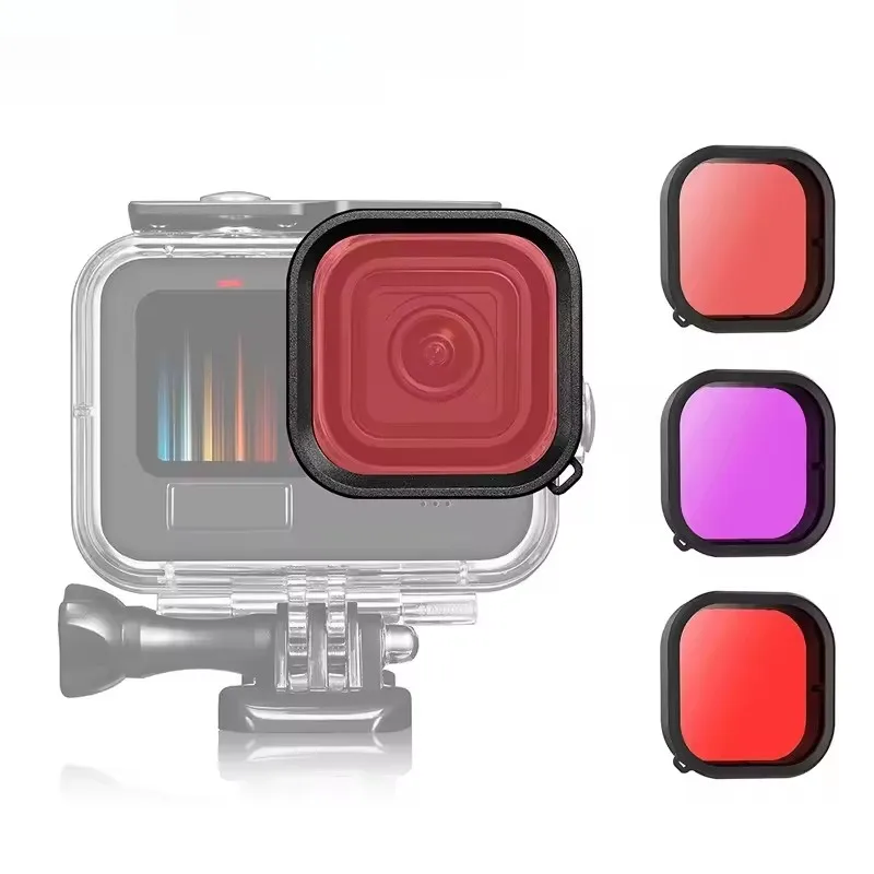 PULUZ PU527 Dive Filter for GoPro Hero13/12/11/10/9 Black Red/Purple/Pink Underwater Color Correction Anti-Scratch