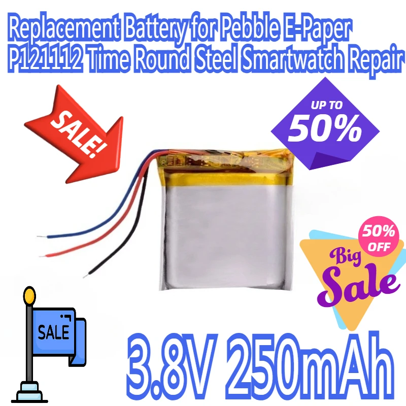 

3.8V 250mAh Replacement Battery for Pebble E-Paper P121112 Time Round Steel Smartwatch Repair
